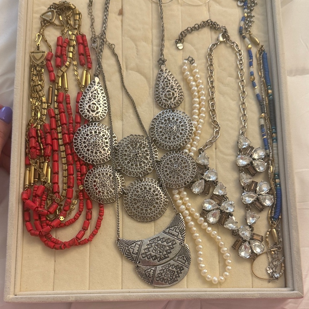 Stella & Dot Silver and Red Necklace Collection